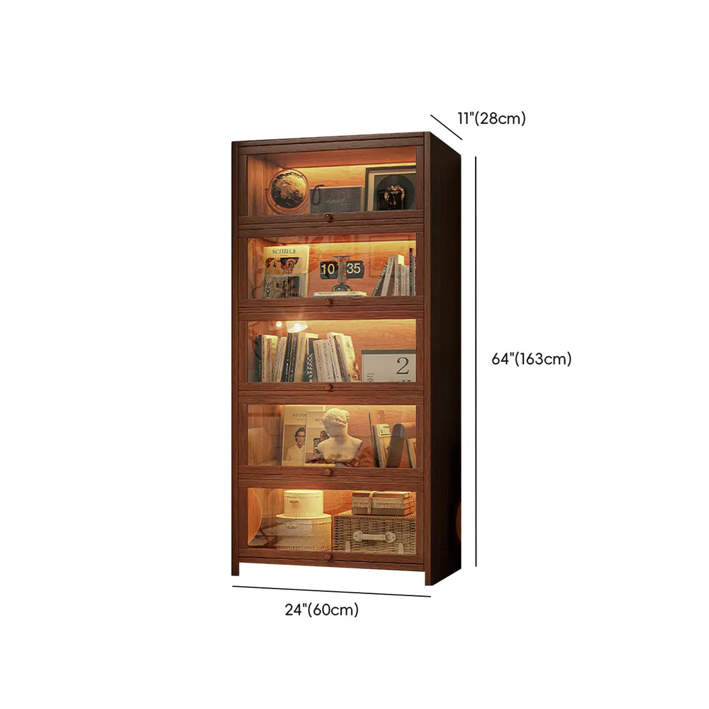 Bibliothèque verticale contemporaine à 5 étagères en bois brun noyer