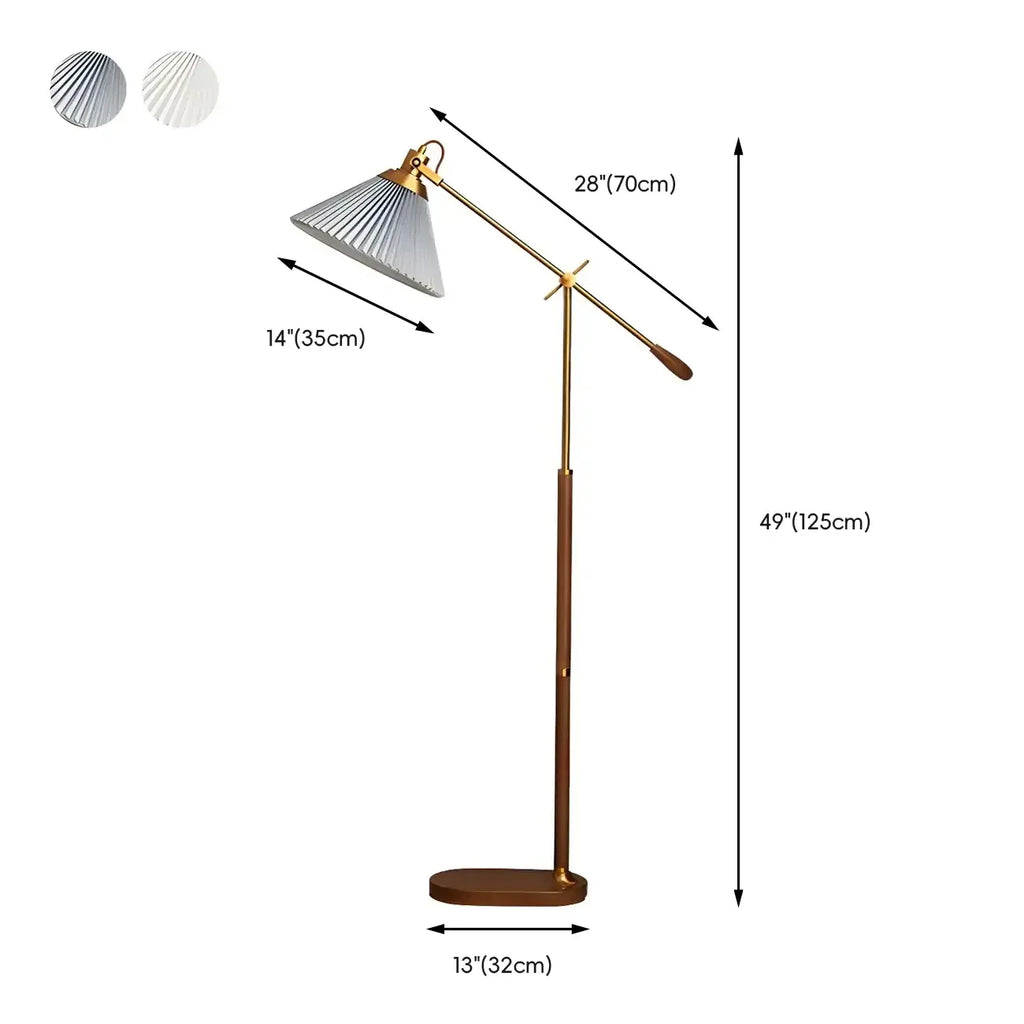 Lampadaire à bras articulé réglable en métal marron pour salon