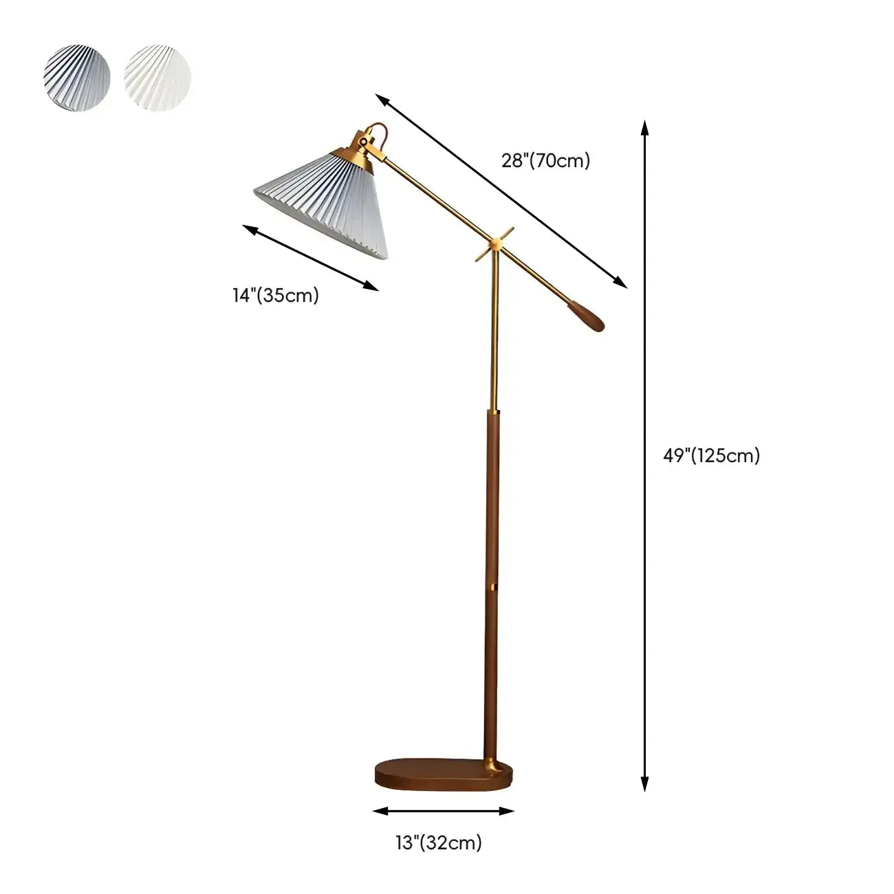 Lampadaire à bras articulé réglable en métal marron pour salon