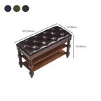 Banc en bois et cuir véritable antique à rabat avec 2 étagères