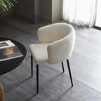 Chaise de salle à manger moderne avec revêtement en chenille et pieds en métal