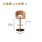 Tabouret de bar pivotant glamour en tissu à hauteur réglable avec accoudoirs