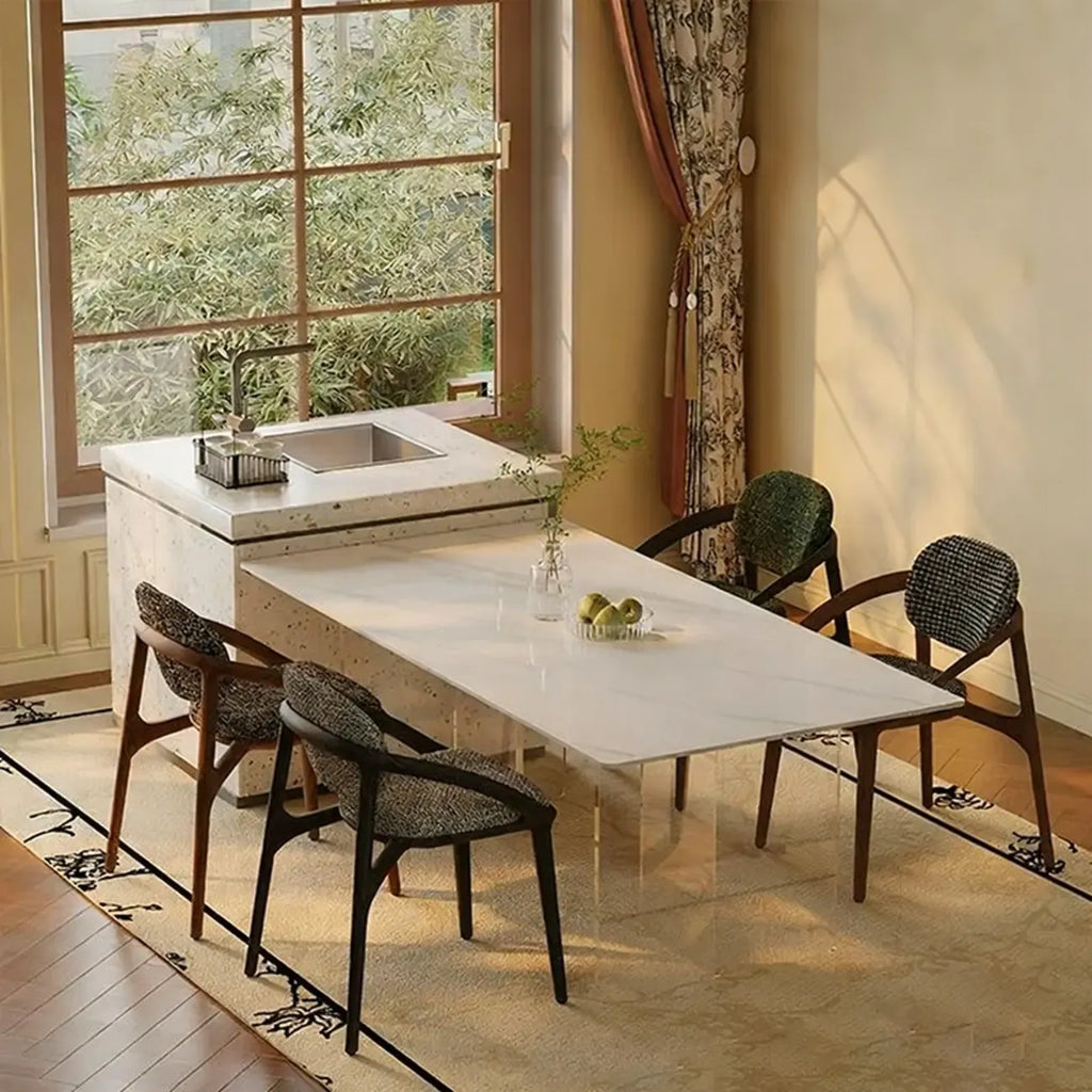 Chaise de salle à manger en bois de style moderne du milieu du siècle avec accoudoirs