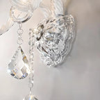 Applique murale vintage en cristal clair et candélabre argenté