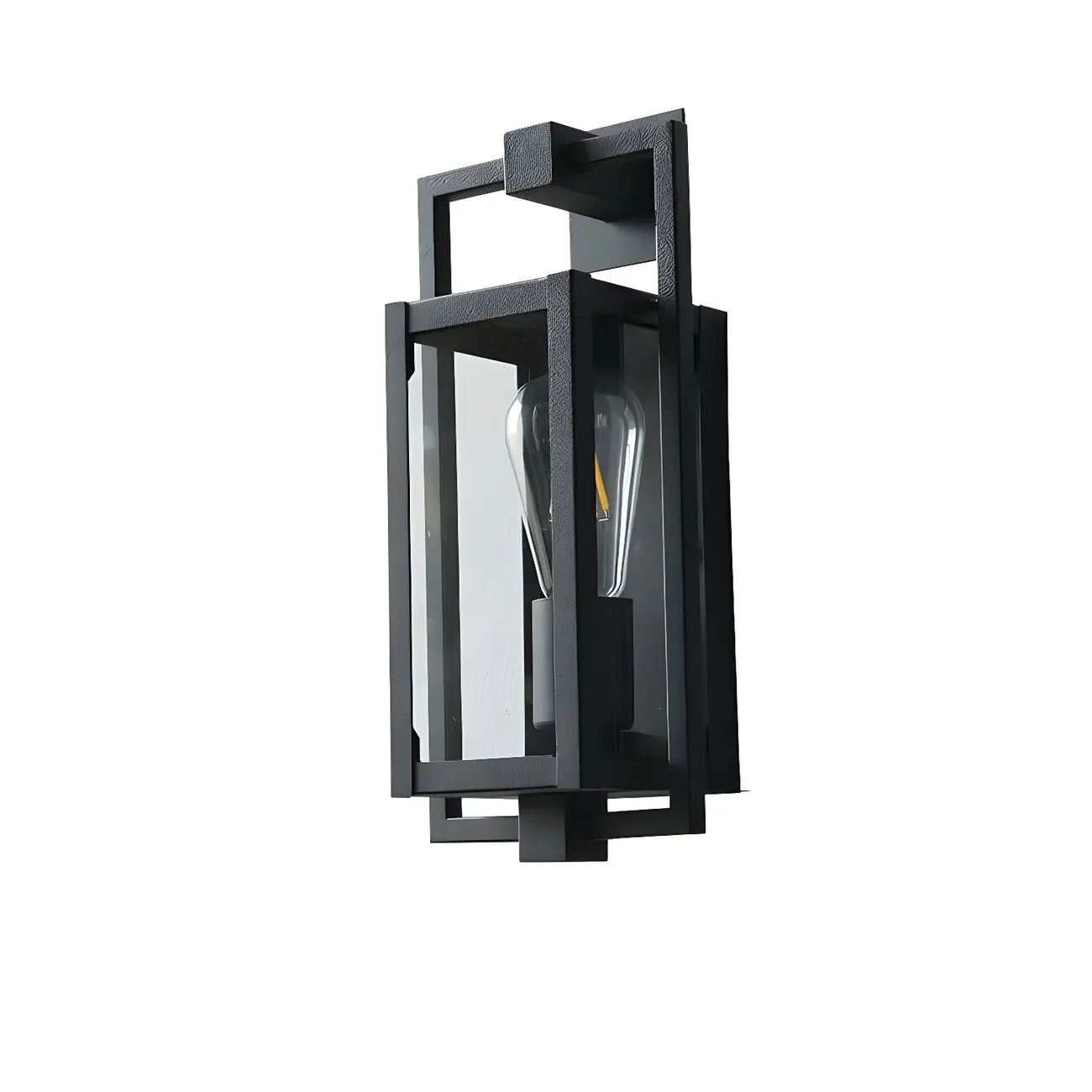 Lanterne murale extérieure rectangulaire en métal noir de style industriel