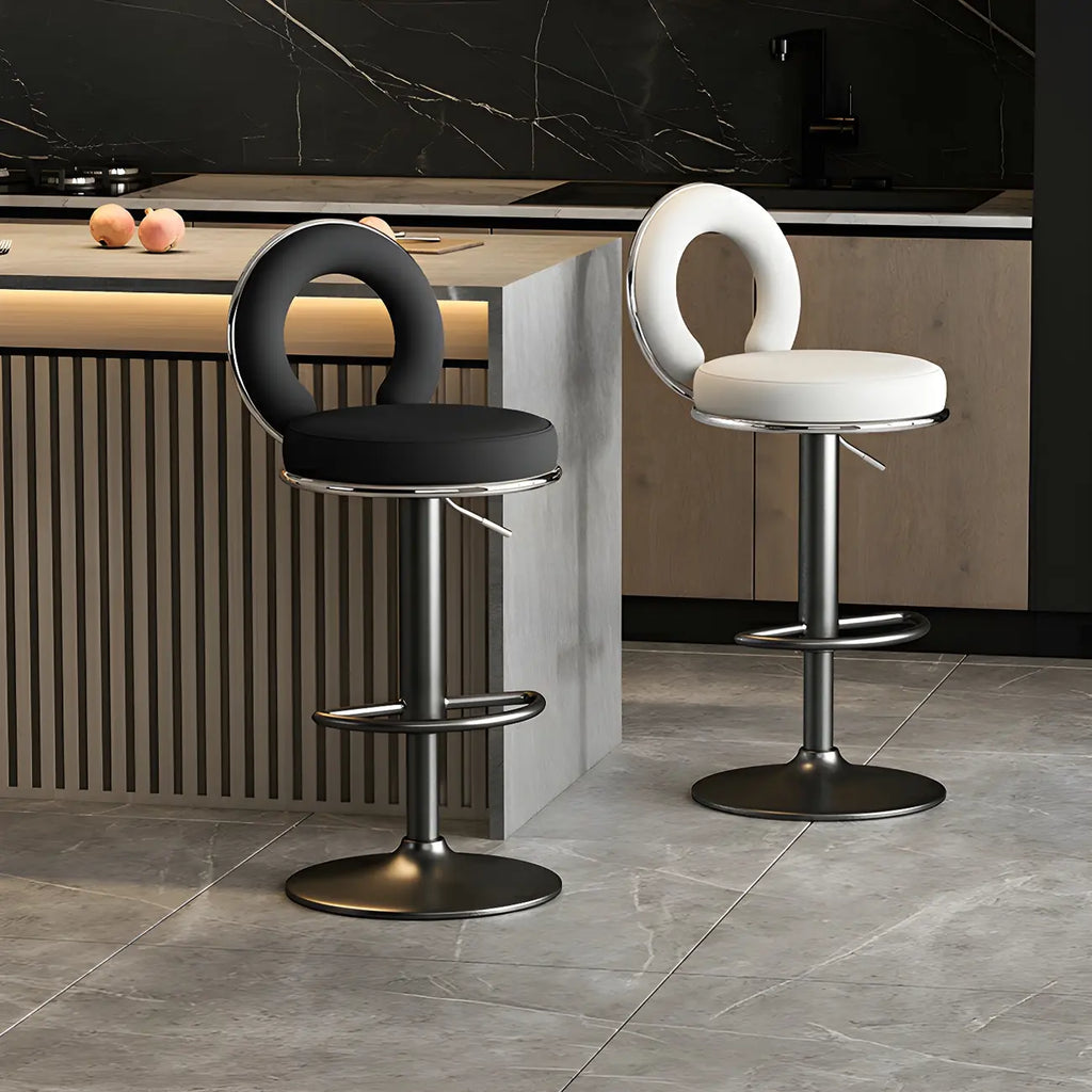 Tabourets de bar ronds en métal élégants et réglables avec coussins pour la cuisine