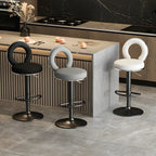 Tabourets de bar ronds en métal élégants et réglables avec coussins pour la cuisine