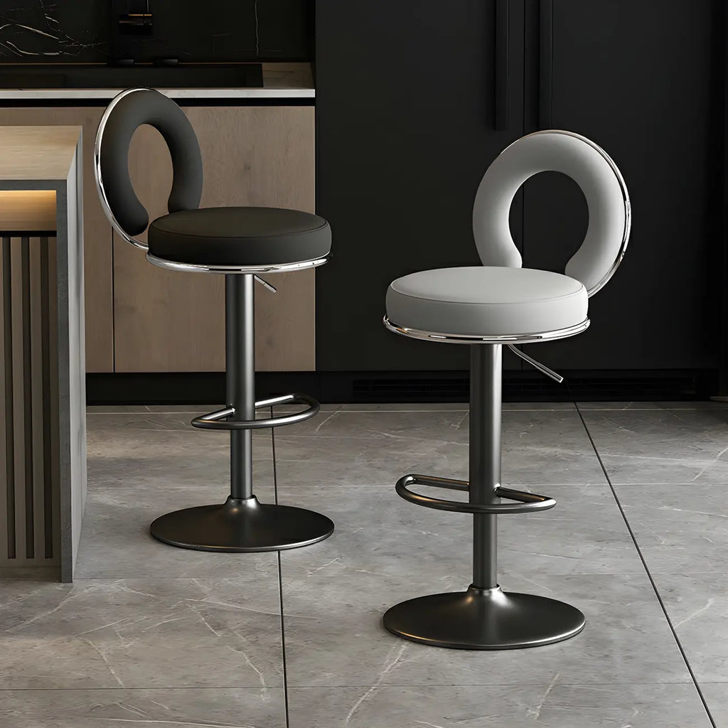 Tabourets de bar ronds en métal élégants et réglables avec coussins pour la cuisine