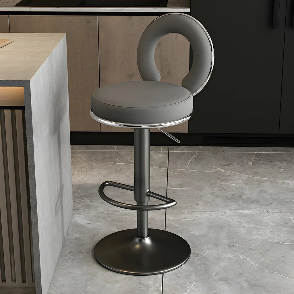 Tabourets de bar ronds en métal élégants et réglables avec coussins pour la cuisine