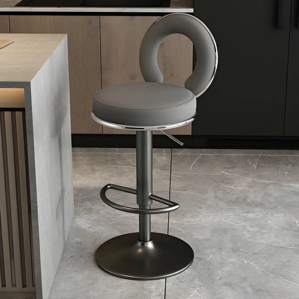 Tabourets de bar ronds en métal élégants et réglables avec coussins pour la cuisine