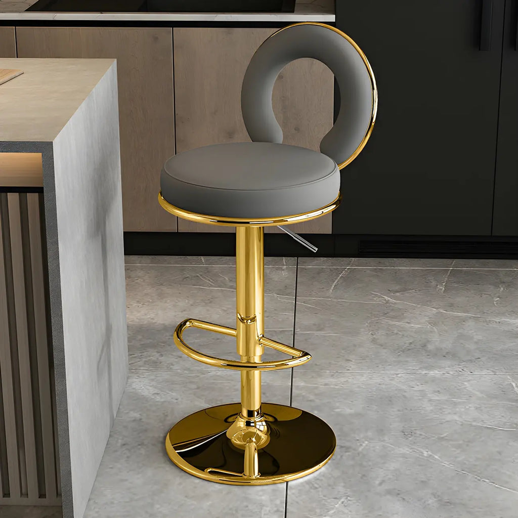 Tabourets de bar ronds en métal élégants et réglables avec coussins pour la cuisine