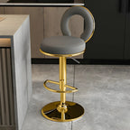 Tabourets de bar ronds en métal élégants et réglables avec coussins pour la cuisine