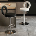Tabourets de bar ronds en métal élégants et réglables avec coussins pour la cuisine