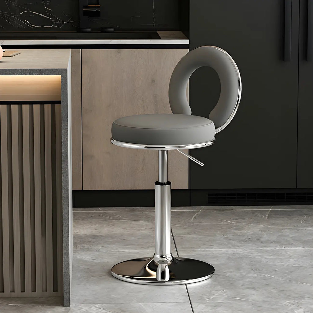 Tabourets de bar ronds en métal élégants et réglables avec coussins pour la cuisine