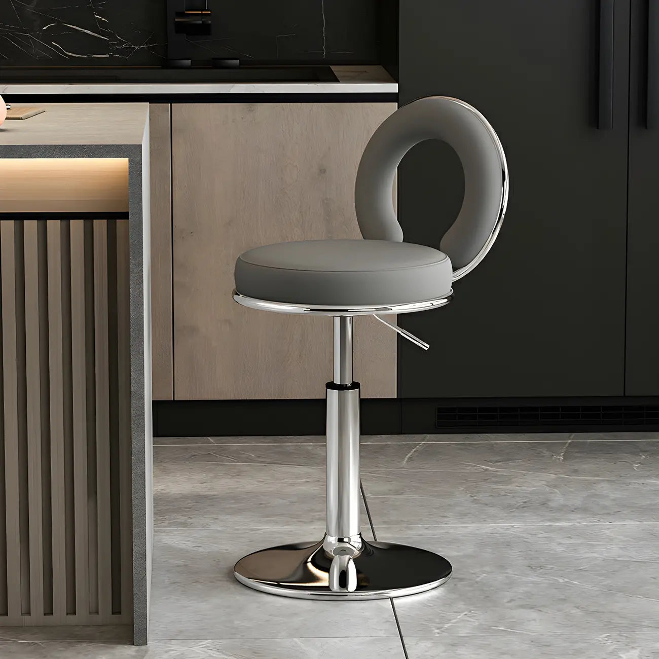 Tabourets de bar ronds en métal élégants et réglables avec coussins pour la cuisine