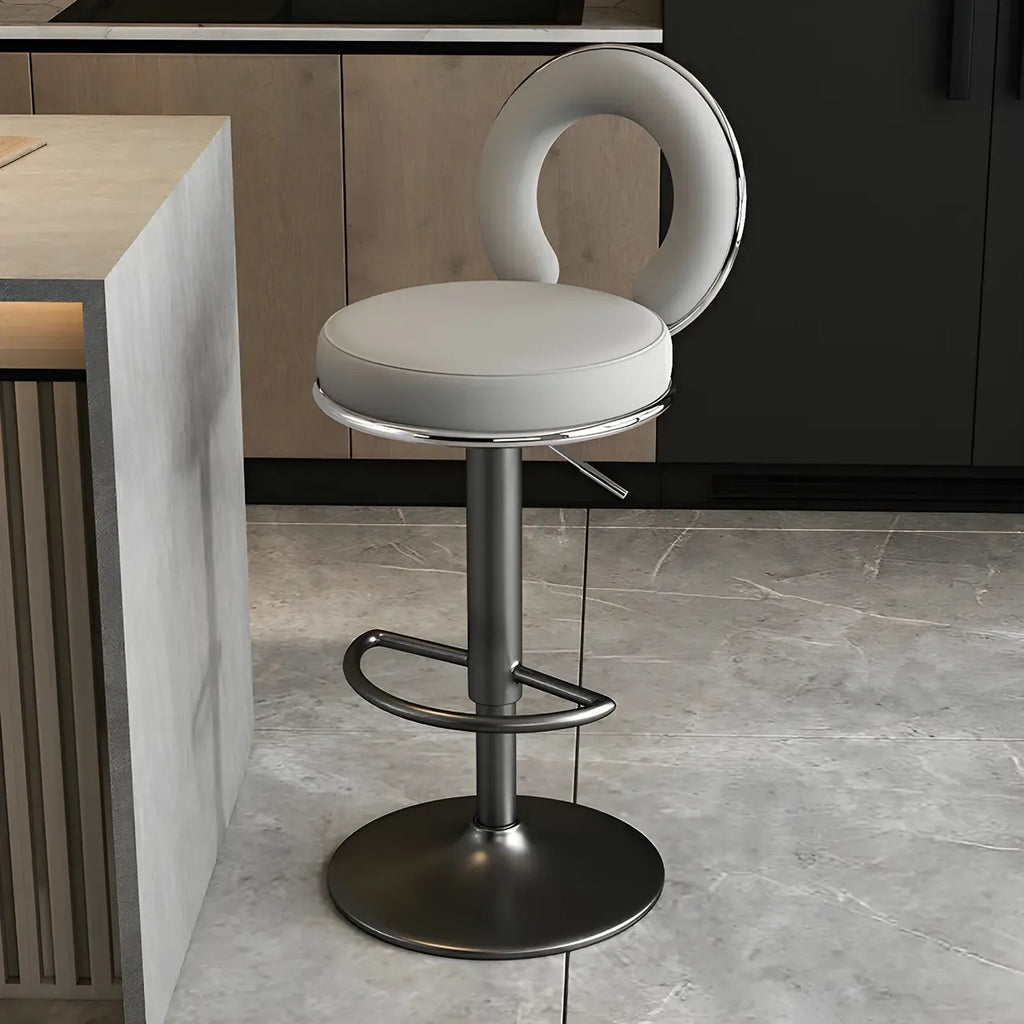 Tabourets de bar ronds en métal élégants et réglables avec coussins pour la cuisine