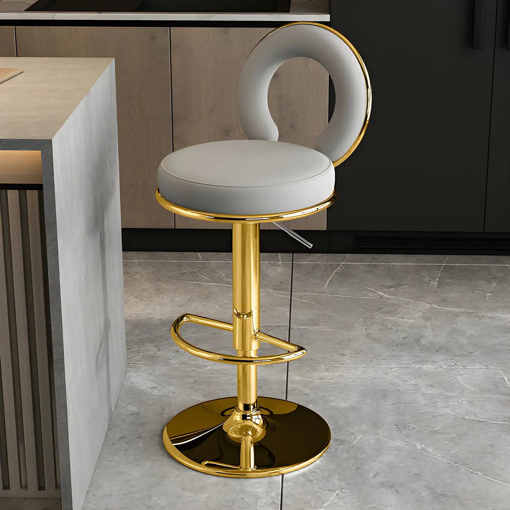 Tabourets de bar ronds en métal élégants et réglables avec coussins pour la cuisine