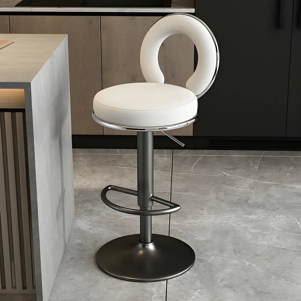Tabourets de bar ronds en métal élégants et réglables avec coussins pour la cuisine