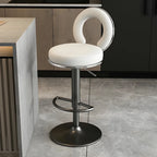 Tabourets de bar ronds en métal élégants et réglables avec coussins pour la cuisine