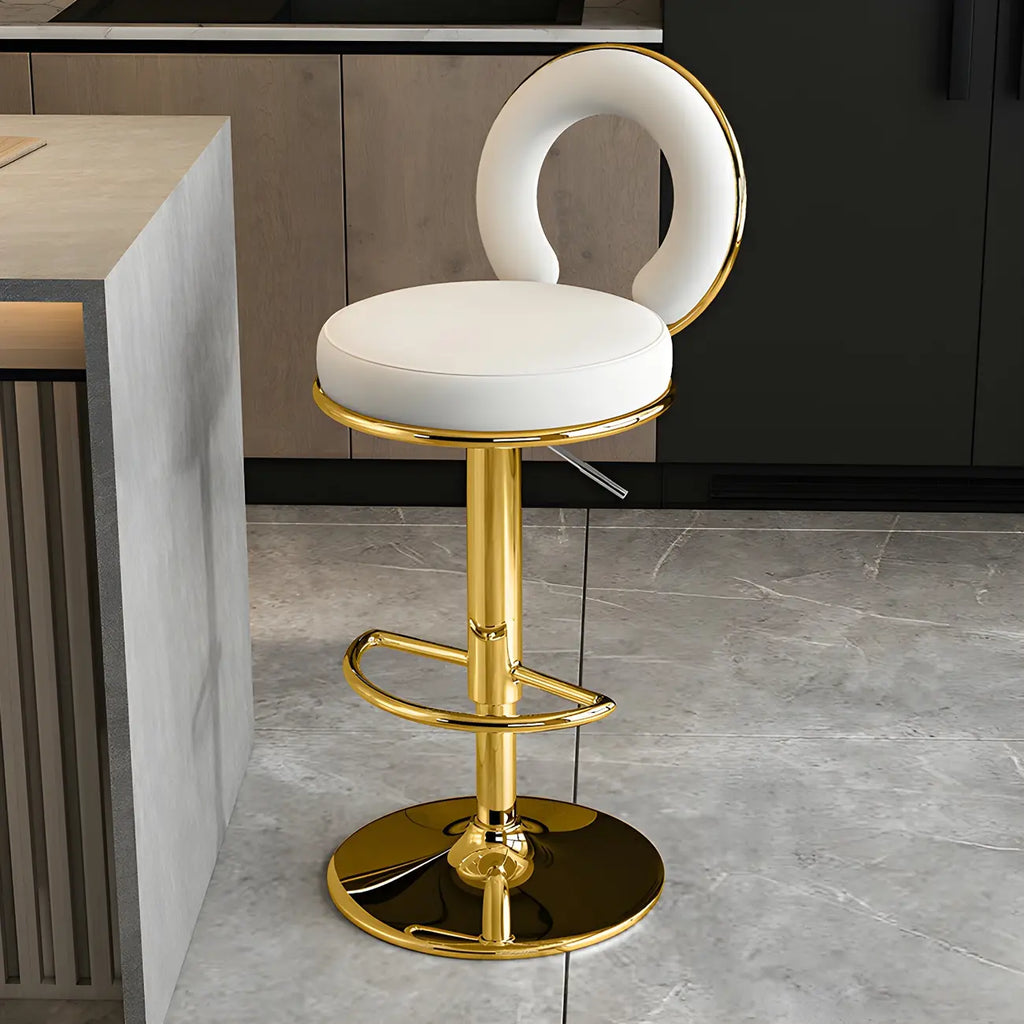 Tabourets de bar ronds en métal élégants et réglables avec coussins pour la cuisine