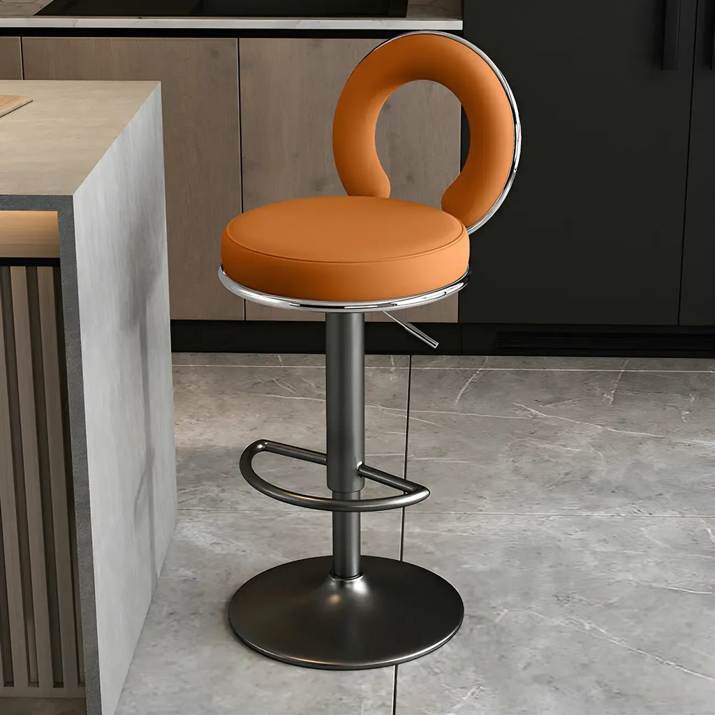 Tabourets de bar ronds en métal élégants et réglables avec coussins pour la cuisine