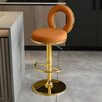 Tabourets de bar ronds en métal élégants et réglables avec coussins pour la cuisine