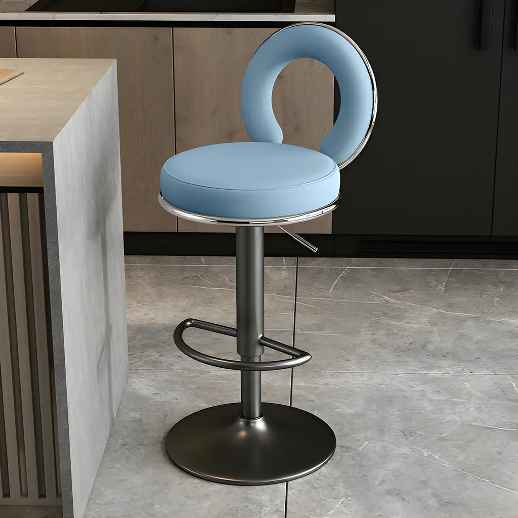 Tabourets de bar ronds en métal élégants et réglables avec coussins pour la cuisine
