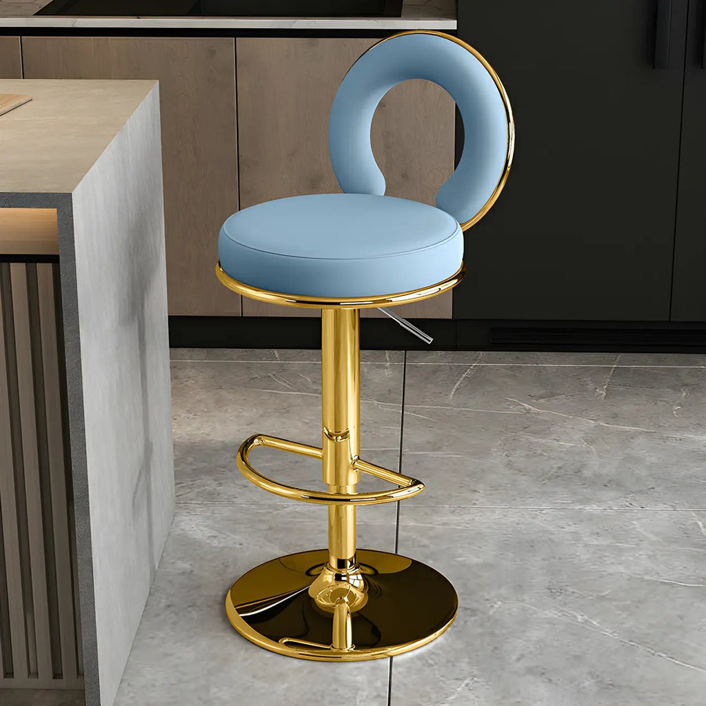 Tabourets de bar ronds en métal élégants et réglables avec coussins pour la cuisine