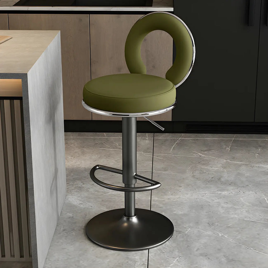 Tabourets de bar ronds en métal élégants et réglables avec coussins pour la cuisine