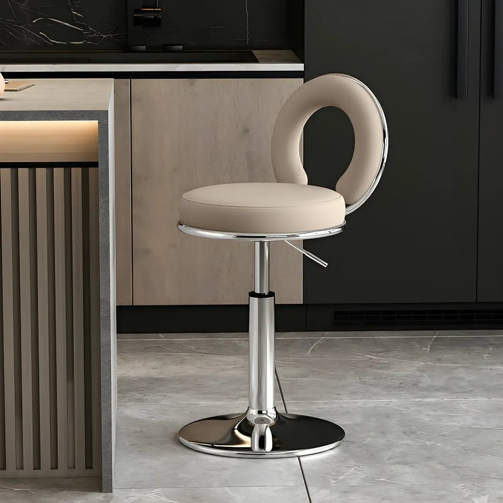 Tabourets de bar ronds en métal élégants et réglables avec coussins pour la cuisine
