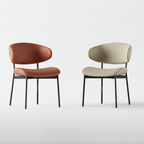 Chaises de salle à manger contemporaines rembourrées, incurvées et sans accoudoirs
