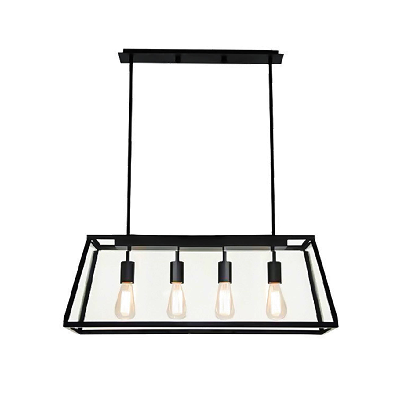 Îlot de cuisine rectangulaire noir industriel réglable avec éclairage