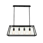 Îlot de cuisine rectangulaire noir industriel réglable avec éclairage