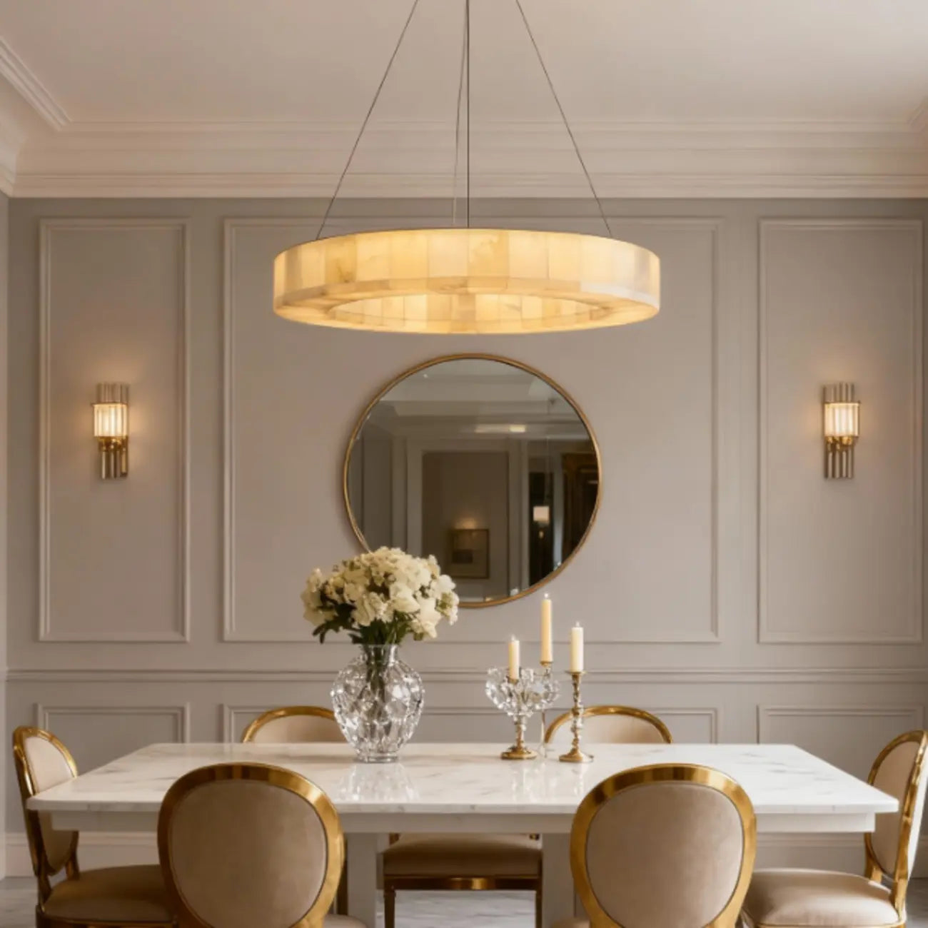 Lampadario ad anello in onice Mid-century Modern