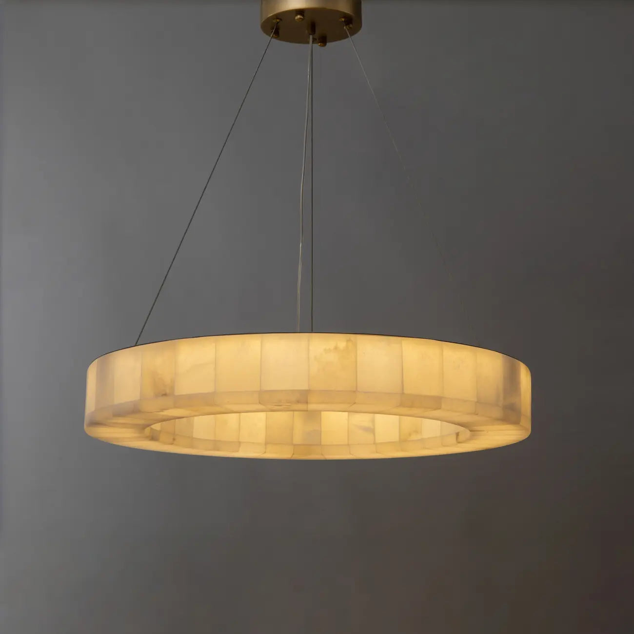 Lustre anneau en onyx de style moderne du milieu du siècle