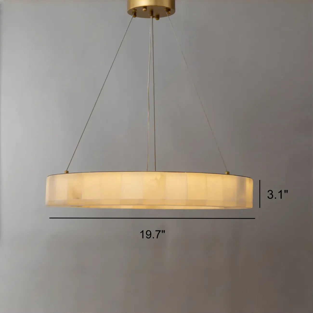 Lustre anneau en onyx de style moderne du milieu du siècle