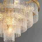Lustre Gaia de luxe avec tige de suspension en laiton et verre étagé