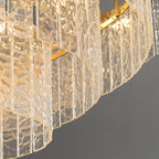 Lustre Gaia de luxe avec tige de suspension en laiton et verre étagé