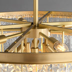 Lustre Gaia de luxe avec tige de suspension en laiton et verre étagé