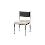 Chaise de salle à manger rembourrée en lin de style moderne du milieu du siècle