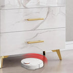 Meuble polyvalent moderne en bois texturé marbre blanc doré et verre