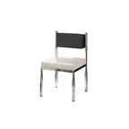 Chaise de salle à manger rembourrée en lin de style moderne du milieu du siècle