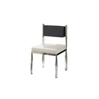 Chaise de salle à manger rembourrée en lin de style moderne du milieu du siècle