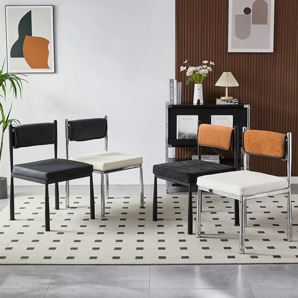 Chaise de salle à manger rembourrée en lin de style moderne du milieu du siècle