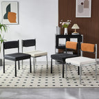 Chaise de salle à manger rembourrée en lin de style moderne du milieu du siècle