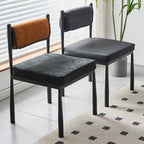 Chaise de salle à manger rembourrée en lin de style moderne du milieu du siècle