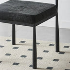 Chaise de salle à manger rembourrée en lin de style moderne du milieu du siècle