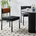 Chaise de salle à manger rembourrée en lin de style moderne du milieu du siècle