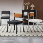 Chaise de salle à manger rembourrée en lin de style moderne du milieu du siècle