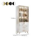 Meuble polyvalent moderne en bois texturé marbre blanc doré et verre